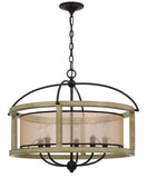 Palencia Rubber Wood Round Chandelier with Organza Shade