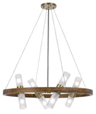 Cal Lighting 40W x 8 Hempstead Birch Wood Cylinder Chandelier with Adjustable Steel Cable And Glass Shades FX-3782-8 White FX-3782-8