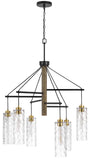 Cal Lighting 60W x 6 Williston Rubber Wood Chandelier with Hanging Textured Glass Shades FX-3788-6 Clear FX-3788-6