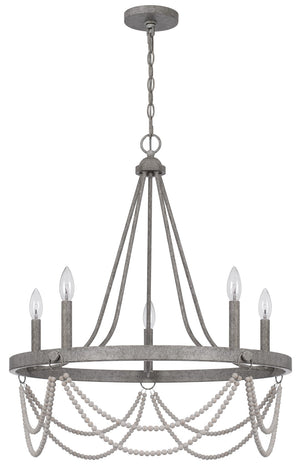 Cal Lighting 60W x 5 Anniston Beaded Metal Chandelier FX-3791-5  FX-3791-5