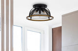 Cal Lighting 60W x 3 Longmont Metal Semi Flush Mount Fixture FX-3799-3 Black FX-3799-3