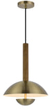 Cal Lighting Lakeland 15W Intergrated Dimmable LED Metal / Birch Wood Pendant Light with Half Domed Metal Shade FX-3801-1 Clear FX-3801-1