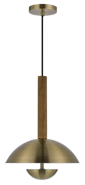 Cal Lighting Lakeland 15W Intergrated Dimmable LED Metal / Birch Wood Pendant Light with Half Domed Metal Shade FX-3801-1 Clear FX-3801-1