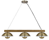 Lakeland 15W x 3 Intergrated Dimmable LED Metal / Birch Wood Island Chandelier with Half Domed Metal Shade