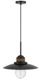 Cal Lighting 60W Mineola Metal Mini Pendant with Burlap Design FX-3802-1 Black FX-3802-1