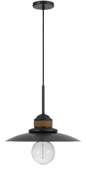 Cal Lighting 60W Mineola Metal Mini Pendant with Burlap Design FX-3802-1 Black FX-3802-1