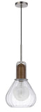 Cal Lighting 60W Rochelle Metal / Rubber Wood Mini Glass Pendant FX-3803-1 Clear FX-3803-1