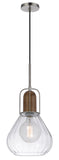 Cal Lighting 60W Rochelle Metal / Rubber Wood Mini Glass Pendant FX-3803-1 Clear FX-3803-1