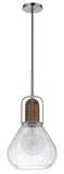 Cal Lighting 60W Rochelle Metal / Rubber Wood Mini Glass Pendant FX-3803-1 Clear FX-3803-1