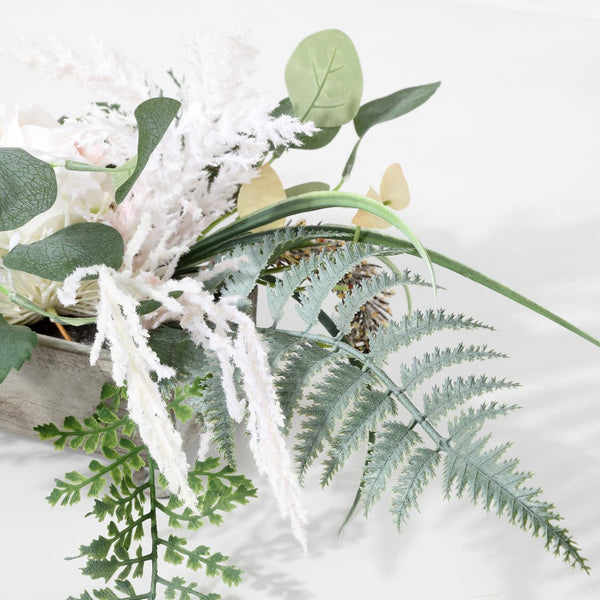 Safavieh Faux 10 Inch Rose & Fern Potted Arrangement Green/White Wood / Metal / Plastic/ Polarfleece /  Fabric Yarn FXP1013A