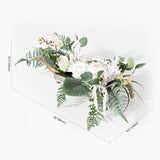 Safavieh Faux 10 Inch Rose & Fern Potted Arrangement Green/White Wood / Metal / Plastic/ Polarfleece /  Fabric Yarn FXP1013A