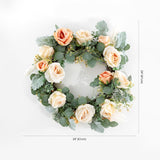 Safavieh Faux 24 Inch Rose & Eucalyptus Wreath Green/Yellow Vines/Plastic/Metal/Polarfleece/Satin FXP1024A