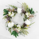 Safavieh Faux 24 Inch Dahlia & Olive Wreath Green/White Vines / Fabric Yarn / Plastic / Metal FXP1028A