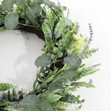 Safavieh Faux 22 Inch Eucalyptus Leaf & Fennel Wreath Green  Vines / Fabric Yarn / Plastic / Metal FXP1029A