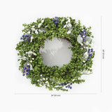 Safavieh Faux 24 Inch Boxwood & Berry Wreath Green / Blue Vines / Satin / Plastic / Metal FXP1038A