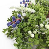 Safavieh Faux 24 Inch Boxwood & Berry Wreath Green / Blue Vines / Satin / Plastic / Metal FXP1038A