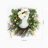 Safavieh Faux 26 Inch Hydrangea & Spring Blossom Wreath Yellow/White Vines / Satin / Plastic / Metal FXP1039A