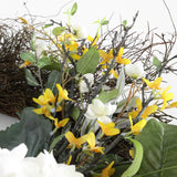 Safavieh Faux 26 Inch Hydrangea & Spring Blossom Wreath Yellow/White Vines / Satin / Plastic / Metal FXP1039A