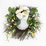 Safavieh Faux 26 Inch Hydrangea & Spring Blossom Wreath Yellow/White Vines / Satin / Plastic / Metal FXP1039A