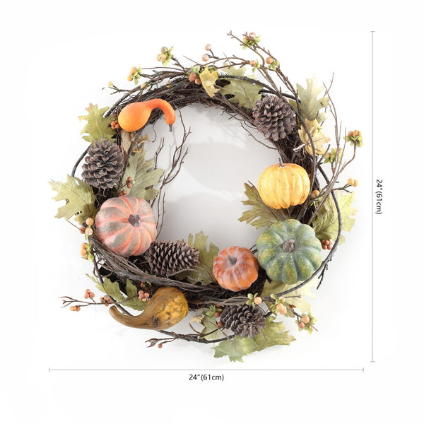 Safavieh Faux 24 Inch Oak Leak Wreath W/ Pumpkins FXP1046A