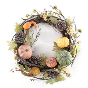 Safavieh Faux 24 Inch Oak Leak Wreath W/ Pumpkins FXP1046A