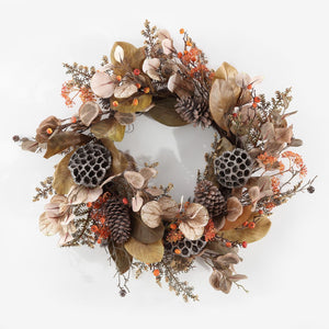 Safavieh Faux 32 Inch Eucalyptus & Lotus Wreath W/ Pine Cones FXP1051A