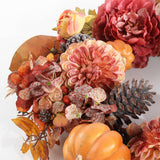 Safavieh Faux 28 Inch Peony & Pumpkin Wreath W/ Pine Cones FXP1053A