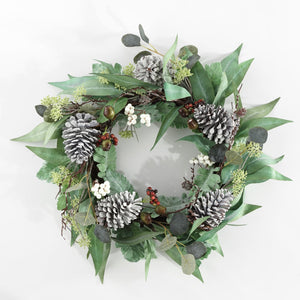 Safavieh Faux 24 Inch Eucalyptus & Berries Wreath W/ Pine Cones FXP1072A