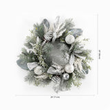 Safavieh Faux 26 Inch Frosted Pine Wreath W/ Ornaments Silver / Green Vines / Pinecone / Satin / Plastic / Metal FXP1077A