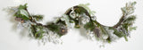 Safavieh Faux 28 Inch Snowy Pine Led Garland W/ Ornaments Silver / Green Vines / Pinecone / Satin / Plastic / Metal/Led Light FXP1080A