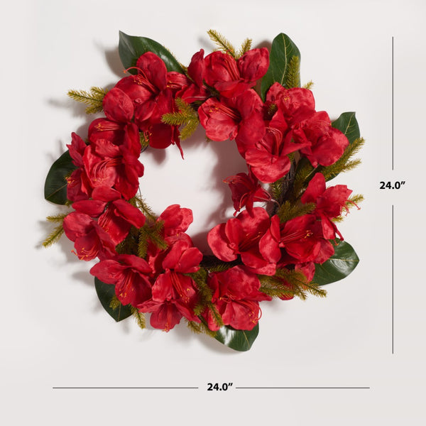 Safavieh Faux 24 Inch Amaryllis & Magnolia Leaf Wreath FXP1091A
