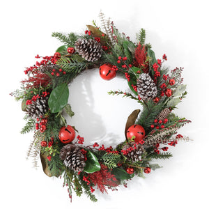 Safavieh Faux 30 Inch Myrtle Led Wreath W/ Red Bells FXP1092A