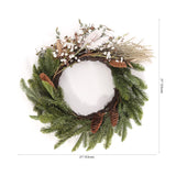 Safavieh Faux 21 Inch Pine & Olive Leaf Wreath Green / White Vines / Plastic / Fabric / Metal FXP1095A