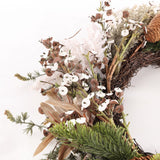 Safavieh Faux 21 Inch Pine & Olive Leaf Wreath Green / White Vines / Plastic / Fabric / Metal FXP1095A