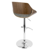 Fabrizzi Mid-Century Modern Adjustable Barstool with Swivel in Walnut and Grey by LumiSource
