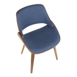 Fabrizzi Mid-Century Modern Dining/Accent Chair in Walnut and Denim Blue by LumiSource