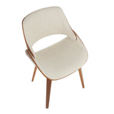 Fabrizzi Mid-Century Modern Dining/Accent Chair in Walnut and Cream Fabric by LumiSource