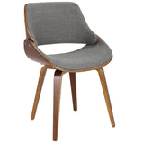 Fabrizzi Mid-Century Modern Dining/Accent Chair in Walnut and Grey Fabric by LumiSource