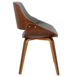 Fabrizzi Mid-Century Modern Dining/Accent Chair in Walnut and Grey Fabric by LumiSource