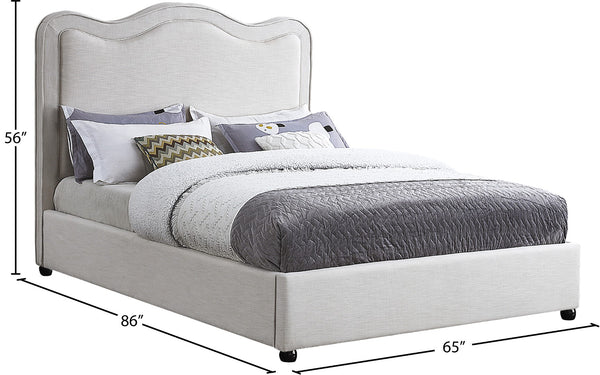 Felix Linen Textured Fabric / Engineered Wood / Foam Mid Century Modern Cream Linen Textured Fabric King Bed - 81" W x 86" D x 57" H