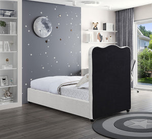 Felix Linen Textured Fabric / Engineered Wood / Foam Mid Century Modern Cream Linen Textured Fabric Twin Bed - 43.5" W x 81" D x 52.5" H