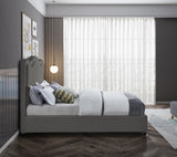 Felix Linen Textured Fabric / Engineered Wood / Foam Mid Century Modern Grey Linen Textured Fabric King Bed - 81" W x 86" D x 57" H