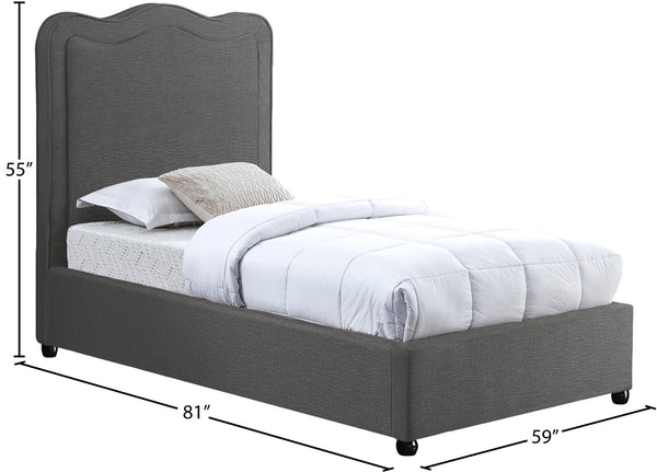 Felix Linen Textured Fabric / Engineered Wood / Foam Mid Century Modern Grey Linen Textured Fabric Twin Bed - 43.5" W x 81" D x 52.5" H
