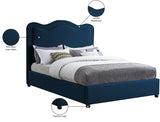 Felix Linen Textured Fabric / Engineered Wood / Foam Mid Century Modern Navy Linen Textured Fabric King Bed - 81" W x 86" D x 57" H