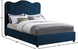 Felix Linen Textured Fabric / Engineered Wood / Foam Mid Century Modern Navy Linen Textured Fabric King Bed - 81" W x 86" D x 57" H