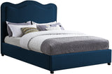 Felix Linen Textured Fabric / Engineered Wood / Foam Mid Century Modern Navy Linen Textured Fabric King Bed - 81" W x 86" D x 57" H