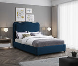 Felix Linen Textured Fabric / Engineered Wood / Foam Mid Century Modern Navy Linen Textured Fabric King Bed - 81" W x 86" D x 57" H