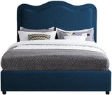 Felix Linen Textured Fabric / Engineered Wood / Foam Mid Century Modern Navy Linen Textured Fabric King Bed - 81" W x 86" D x 57" H