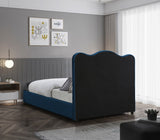 Felix Linen Textured Fabric / Engineered Wood / Foam Mid Century Modern Navy Linen Textured Fabric King Bed - 81" W x 86" D x 57" H