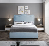 Felix Linen Textured Fabric / Engineered Wood / Foam Mid Century Modern Light Blue Linen Textured Fabric King Bed - 81" W x 86" D x 57" H